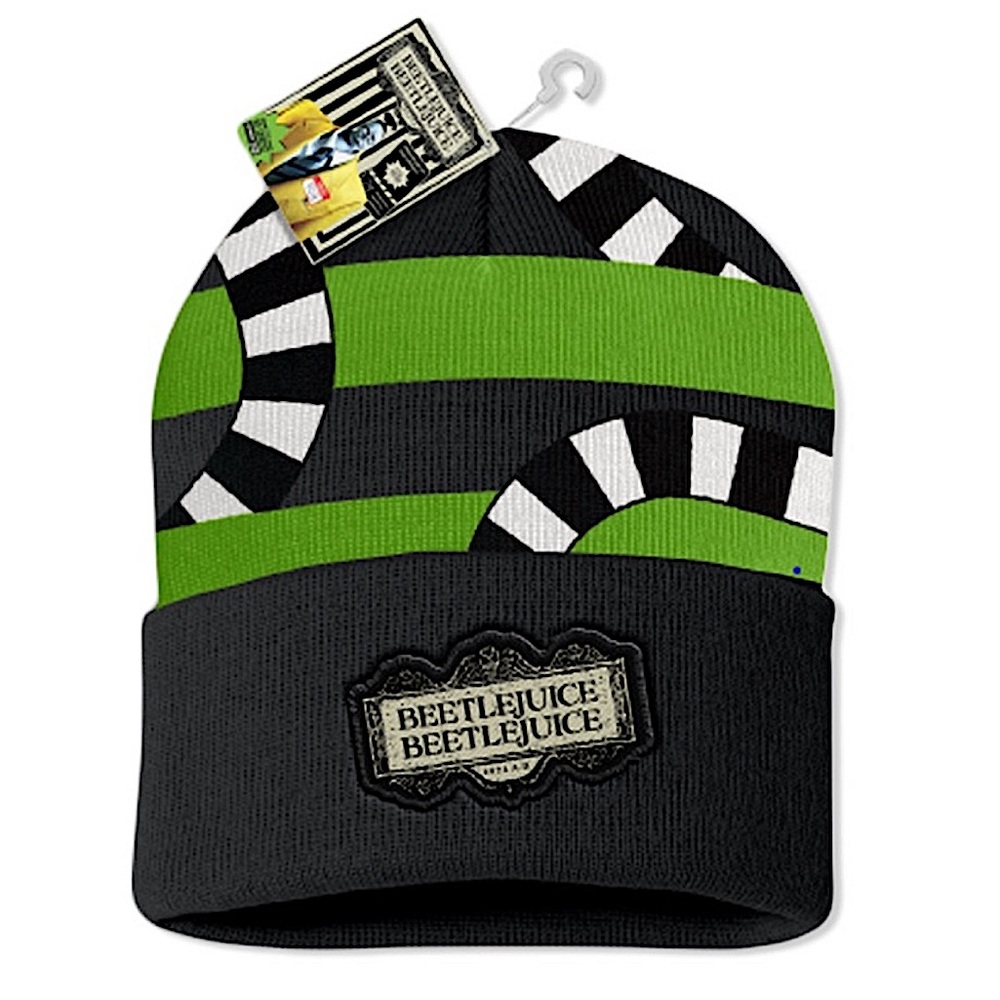 BEETLEJUICE NWT green white and black beanie